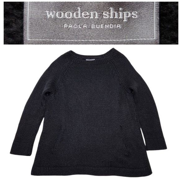 Wooden Ships Paola Buendia Tunic Sweater Black Oversized XS Mohair Wool Blend - Picture 1 of 9